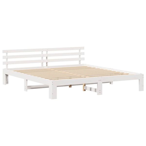 vidaXL Σκελετός Κρεβατιού Λευκό 200 x 200 cm Μασίφ ξύλο πεύκου