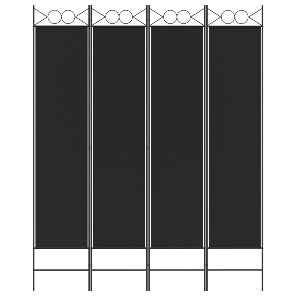 vidaXL Διαχωριστικό Δωματίου με 4 Πάνελ Μαύρο 160x200 εκ. από Ύφασμα