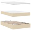 vidaXL Οθωμανικό κρεβάτι με στρώμα & LEDs Cream 120x190cm ύφασμα