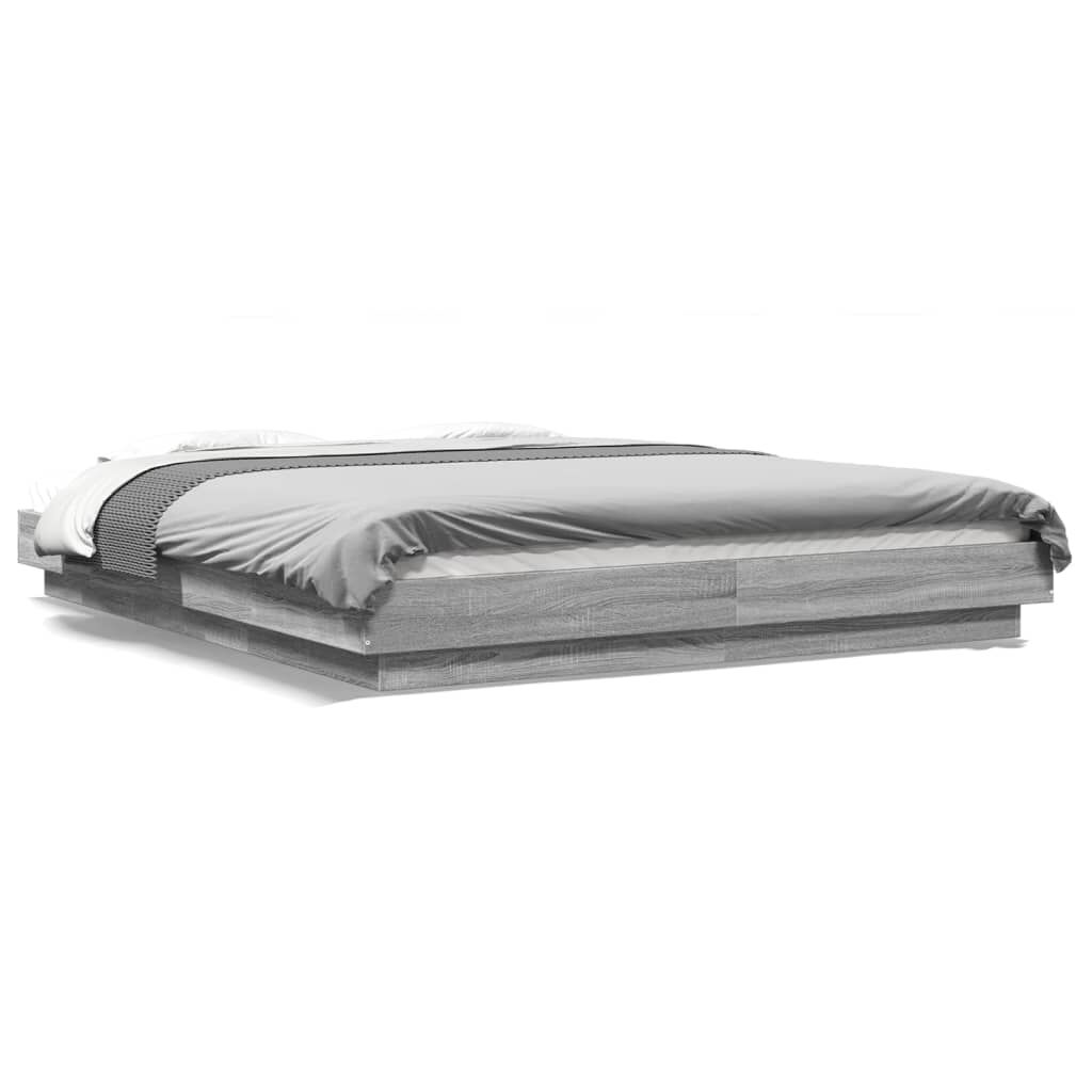 vidaXL Πλαίσιο Κρεβατιού με LED Γκρι sonoma 160x200εκ. Επεξ. Ξύλο