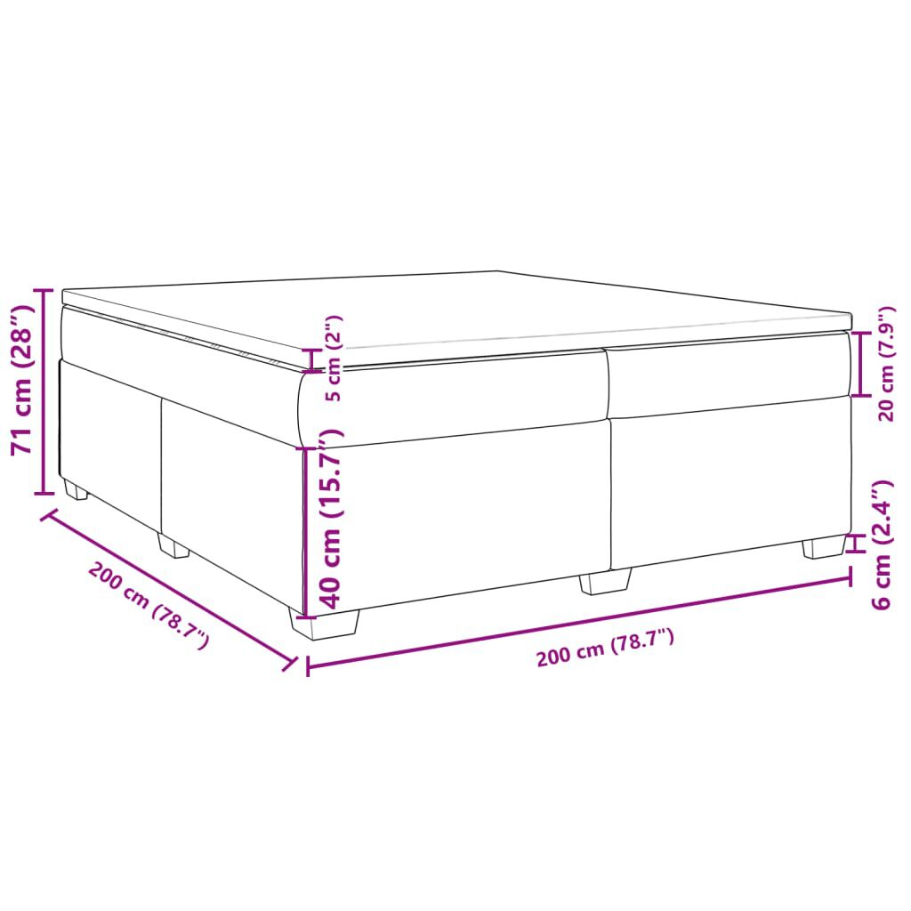 vidaXL Κρεβάτι Boxspring με Στρώμα Μαύρο 200x200 εκ. Βελούδινο