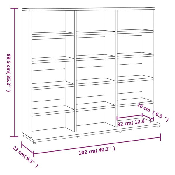 vidaXL Έπιπλο για CD Γκρι Sonoma 100x23x89,5 εκ. Επεξεργασμένο Ξύλο