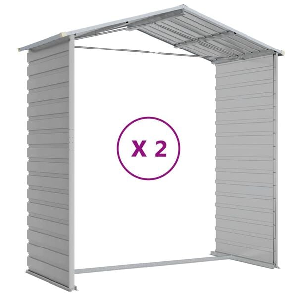 vidaXL Αποθήκη Κήπου Ανοιχτό Γκρι 191x215x198 εκ. Γαλβανισμένο Ατσάλι