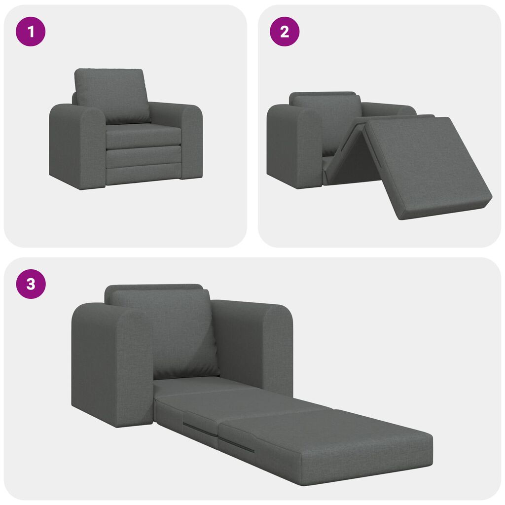 vidaXL Καναπές Κρεβάτι 2 σε 1 Σκούρος Γκρι 98x71x83 εκ. Ύφασμα
