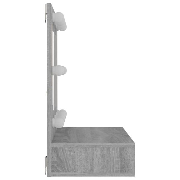 vidaXL Έπιπλο Καθρέπτη με LED Γκρι Sonoma 60x31,5x62 εκ.