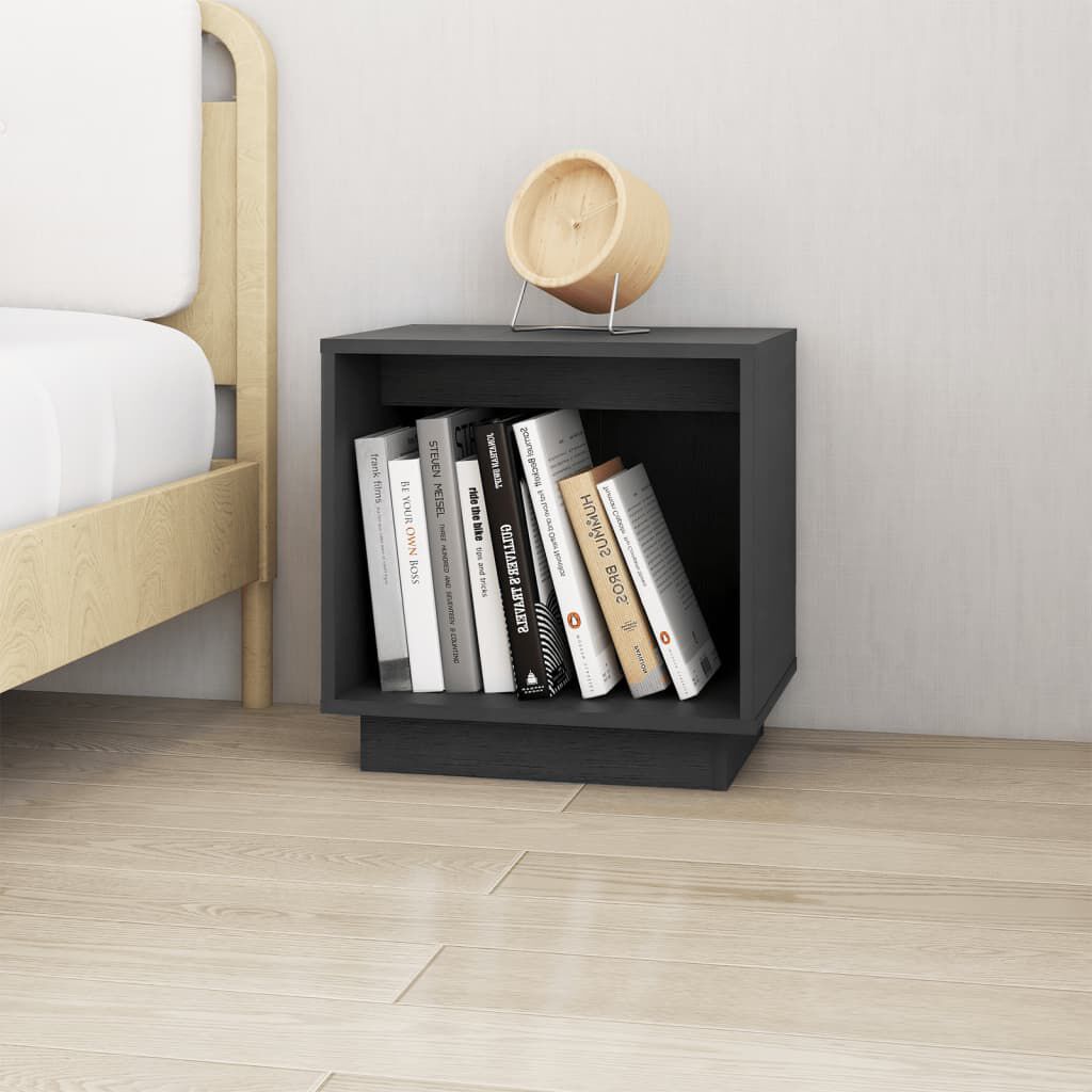 vidaXL Κομοδίνα 2 τεμ. Γκρι 40 x 30 x 40 εκ. από Μασίφ Ξύλο Πεύκου