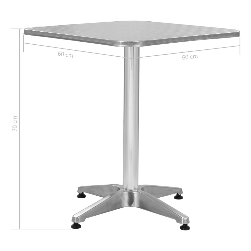 vidaXL Τραπέζι Κήπου Ασημί 60 x 60 x 70 εκ. Αλουμινίου