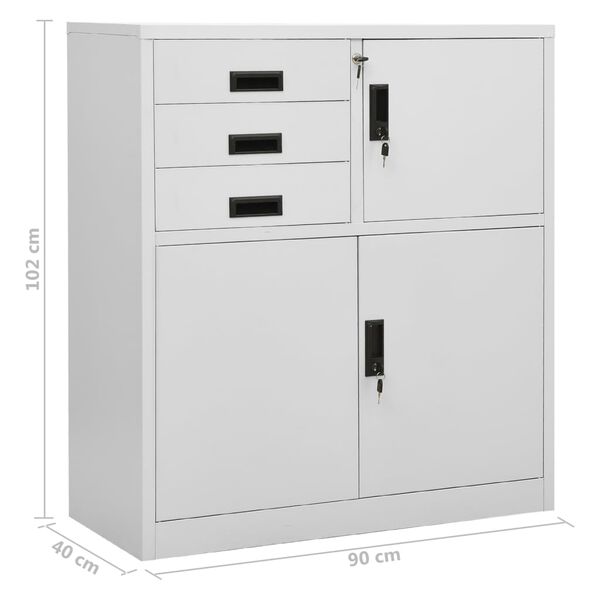 vidaXL Ντουλάπα Γραφείου Ανοιχτό Γκρι 90 x 40 x 102 εκ. Ατσάλινη