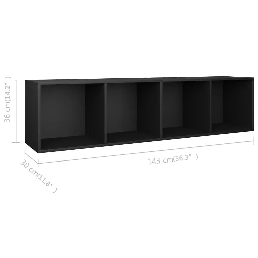 vidaXL Βιβλιοθήκη/Έπιπλο Τηλεόρασης Μαύρο 36x30x143 εκ. Επεξ. Ξύλο