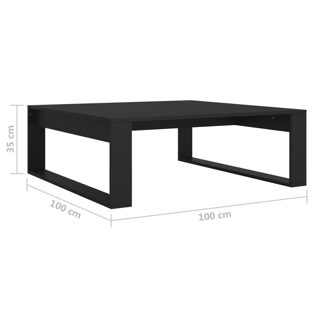 vidaXL Τραπεζάκι Σαλονιού Μαύρο 100x100x35 εκ. από Επεξ. Ξύλο