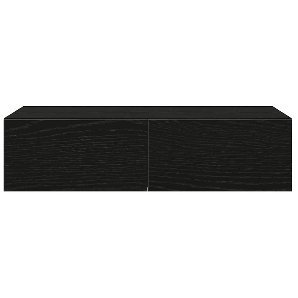 vidaXL Ράφι τοίχου με συρτάρια Μαύρο 60x26,5x15 cm Ξύλινη κατασκευή