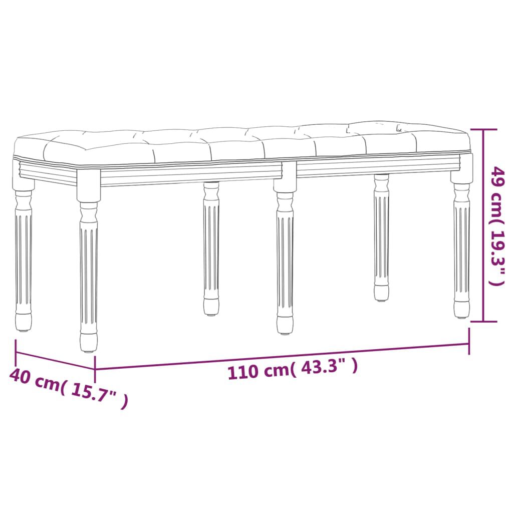 vidaXL Πάγκος Σκούρο Γκρι 110x40x49 εκ. Υφασμάτινος