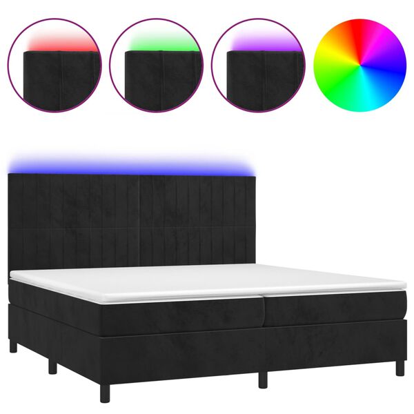 vidaXL &Kappa;&rho;&epsilon;&beta;ά&tau;&iota; Boxspring &mu;&epsilon; &Sigma;&tau;&rho;ώ&mu;&alpha; & LED &Mu;&alpha;ύ&rho;&omicron; 200x200 &epsilon;&kappa;. &Beta;&epsilon;&lambda;&omicron;ύ&delta;&iota;&nu;&omicron;