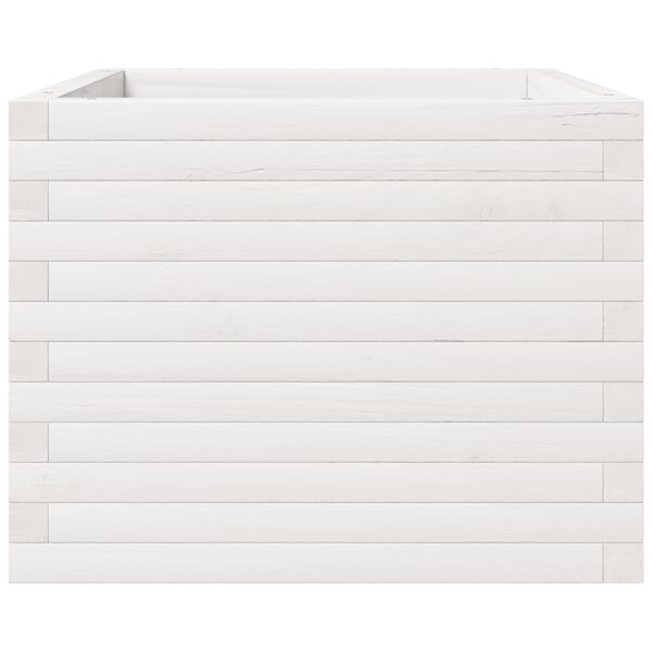 vidaXL Ζαρντινιέρα Κήπου Λευκή 60x60x49,5 εκ. από Μασίφ Ξύλο Πεύκου