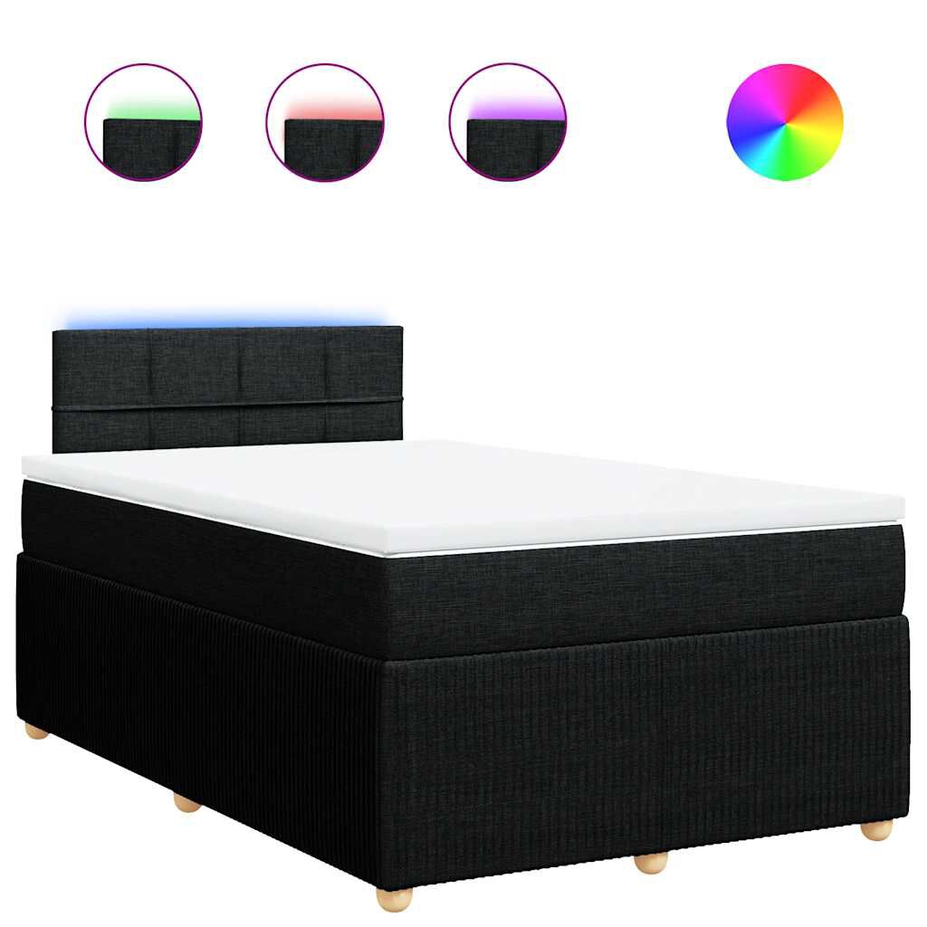vidaXL Κρεβάτι Boxspring με Στρώμα Μαύρο 120x190 εκ. Υφασμάτινο