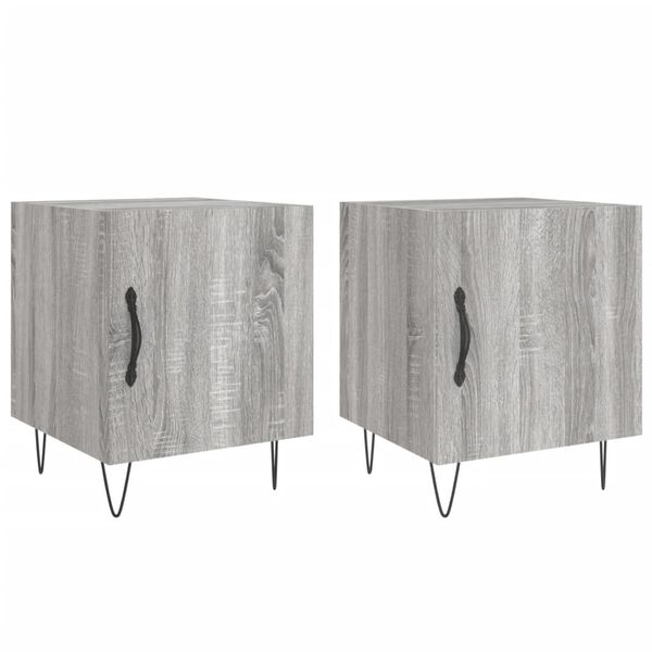 vidaXL Κομοδίνα 2 τεμ. Γκρι Sonoma 40 x 40 x 50 εκ. από Επεξεργ. Ξύλο