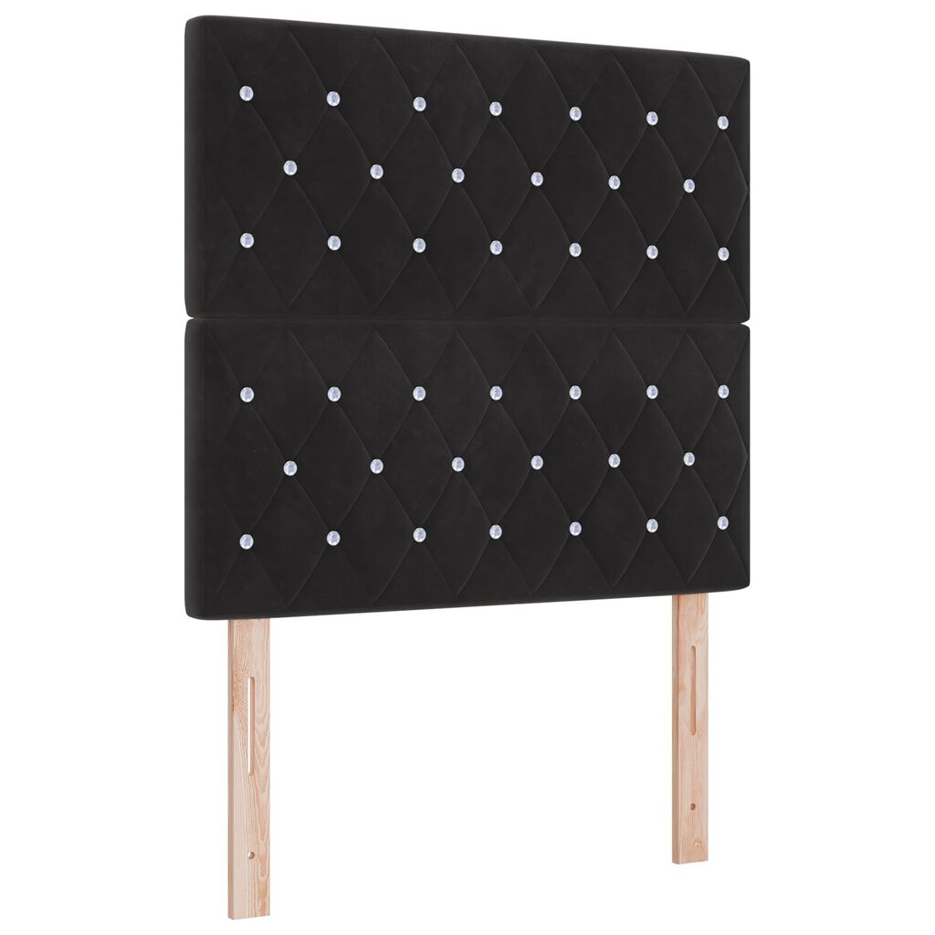 vidaXL Κρεβάτι Box Spring με Στρώμα & LED Μαύρο 100x200 εκ. Βελούδο