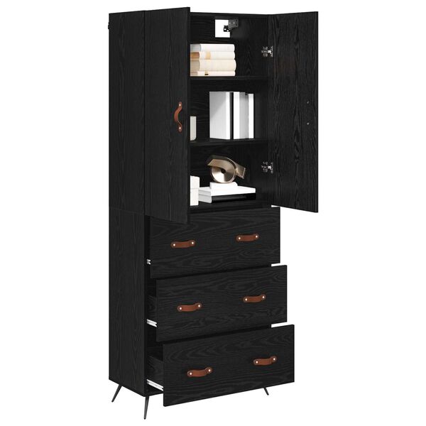 vidaXL Highboard &Mu;&alpha;ύ&rho;&eta; &Omicron;&xi;&upsilon;ά 69,5 x 34 x 180 &epsilon;&kappa;. &Epsilon;&pi;&epsilon;&xi;&epsilon;&rho;&gamma;&alpha;&sigma;&mu;έ&nu;&omicron; &xi;ύ&lambda;&omicron;