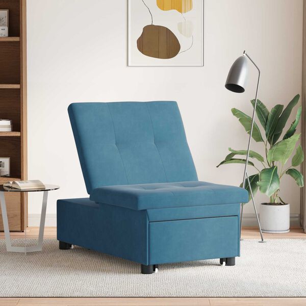vidaXL Καναπές Κρεβάτι 3-in-1 Pull-Out Σχεδιασμός Μπλε Βελούδο