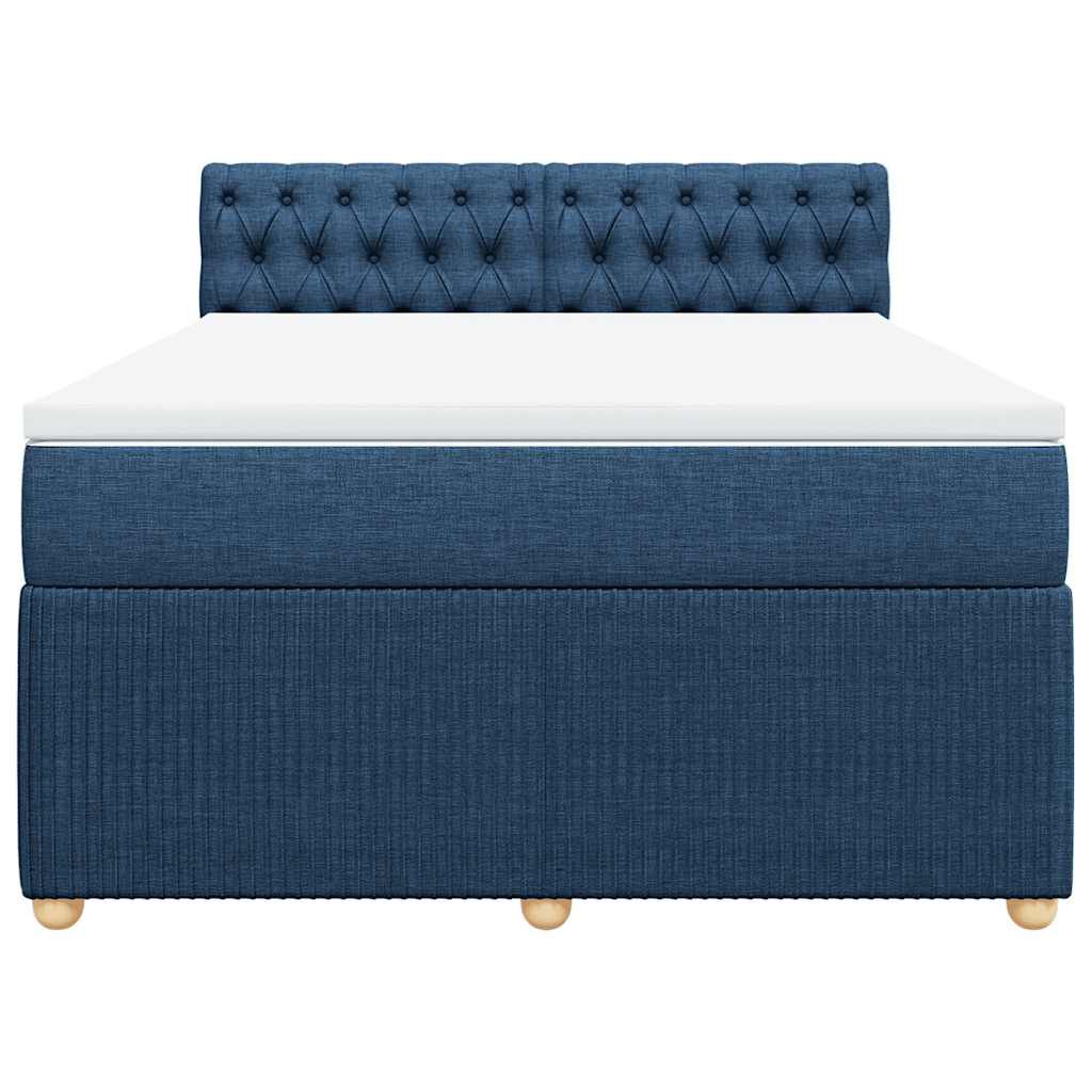 vidaXL Κρεβάτι Boxspring με Στρώμα Μπλε 140x200 εκ. Υφασμάτινο