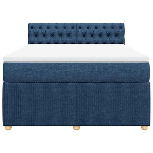 vidaXL Κρεβάτι Boxspring με Στρώμα Μπλε 140x200 εκ. Υφασμάτινο