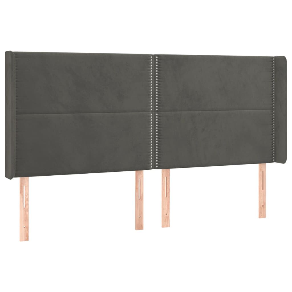 vidaXL Κεφαλάρι με Πτερύγια Σκούρο Γκρι 183x16x118/128 εκ. Βελούδινο