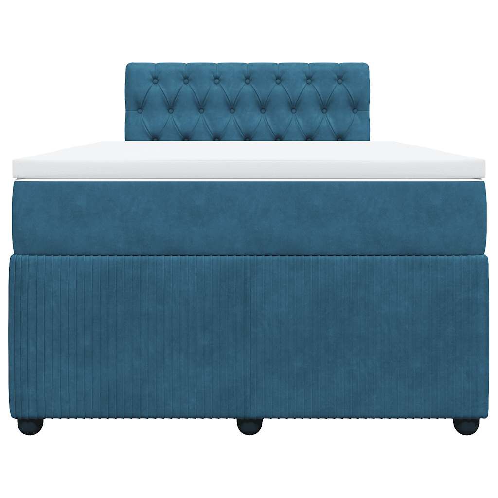 vidaXL Κρεβάτι Boxspring με Στρώμα Μπλε 120x200 εκ. Βελούδινο