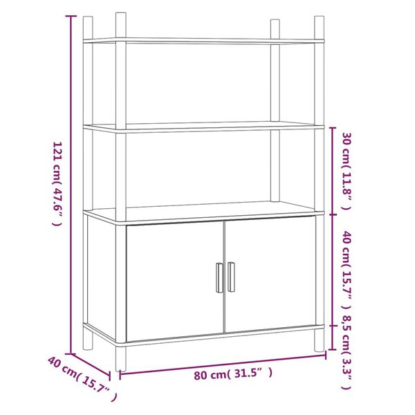 vidaXL Ραφιέρα Λευκή 80 x 40 x 121 εκ. από Επεξεργασμένο Ξύλο