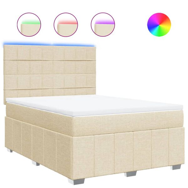 vidaXL &Kappa;&rho;&epsilon;&beta;ά&tau;&iota; Boxspring &mu;&epsilon; &Sigma;&tau;&rho;ώ&mu;&alpha; &Kappa;&rho;&epsilon;&mu; 140x200 &epsilon;&kappa;. &Upsilon;&phi;&alpha;&sigma;&mu;ά&tau;&iota;&nu;&omicron;