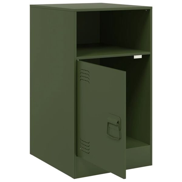 vidaXL Κομοδίνο Πράσινο Λαδί 34,5x39x62 εκ. από Χάλυβα