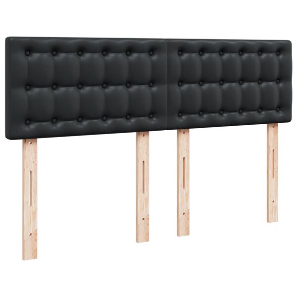 vidaXL Κρεβάτι Boxspring με Στρώμα Μαύρο 140x200εκ.από Συνθετικό Δέρμα