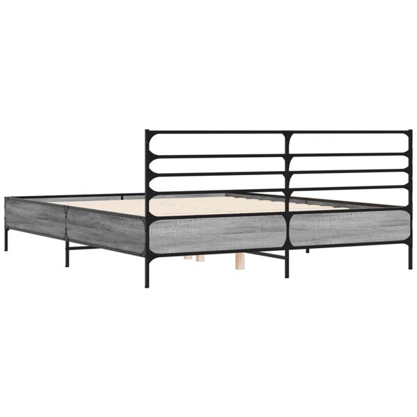 vidaXL Πλαίσιο Κρεβατιού Γκρι Sonoma 160x200 εκ. Επεξ. Ξύλο & Μέταλλο