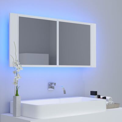 vidaXL Καθρέφτης Μπάνιου με Ντουλάπι LED Λευκός 100x12x45 εκ Ακρυλικός