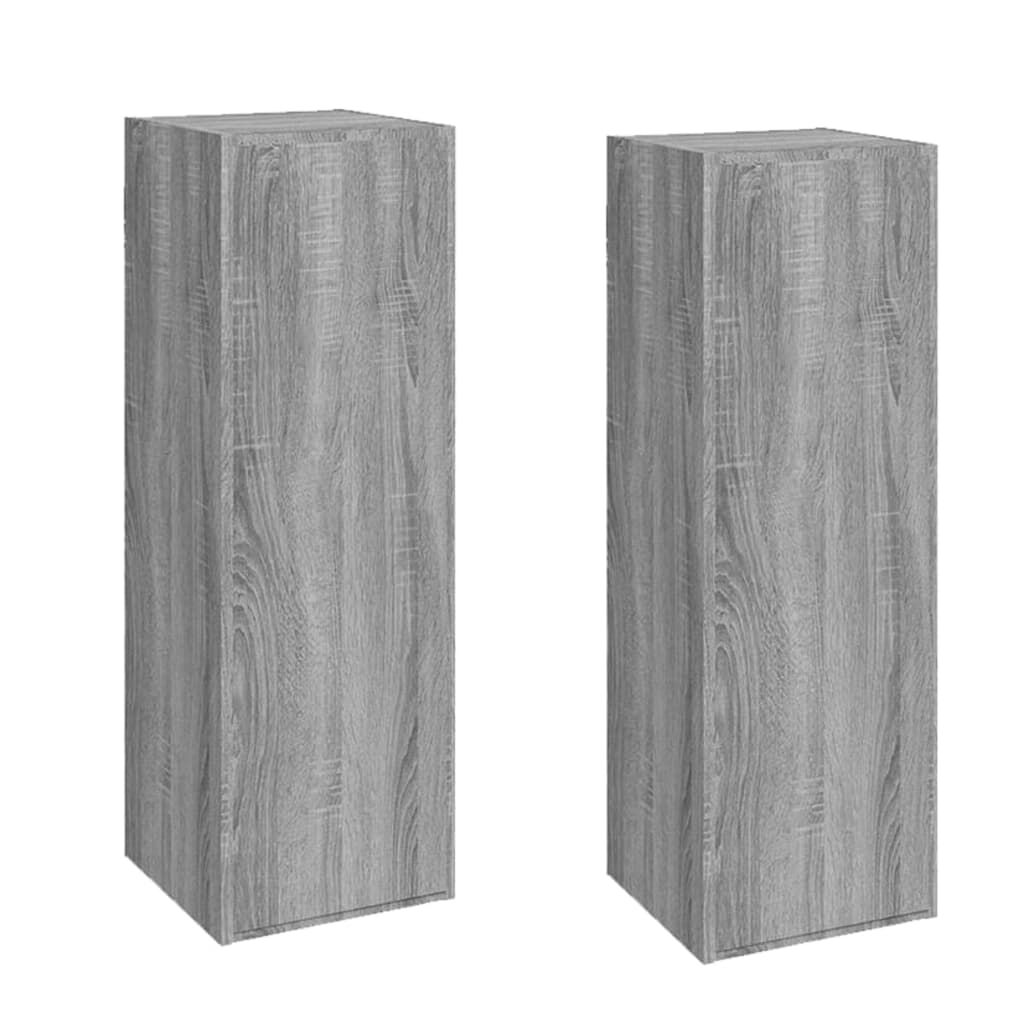 vidaXL Έπιπλα Τηλεόρασης 2 τεμ. Γκρι Sonoma30,5x30x90 εκ. Επεξ. Ξύλο