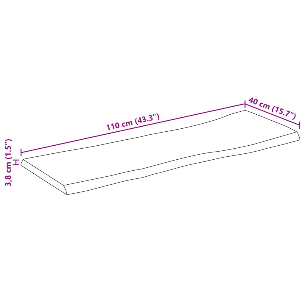 vidaXL Επιφάνεια Τραπεζιού 110x40x3,8 εκ. Live Edge Μασίφ Ξύλο Μάνγκο