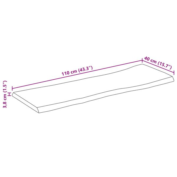 vidaXL Επιφάνεια Τραπεζιού 110x40x3,8 εκ. Live Edge Μασίφ Ξύλο Μάνγκο