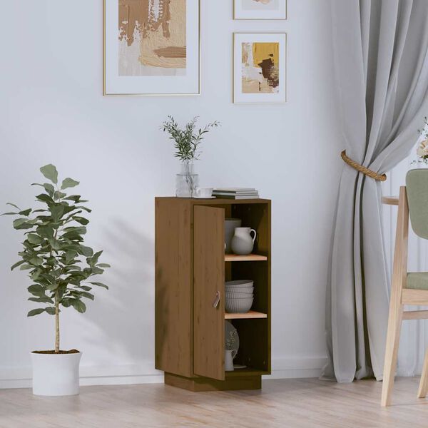 vidaXL Μπουφές Καφέ Μελί 34x40x75 εκ. από Μασίφ Ξύλο Πεύκου