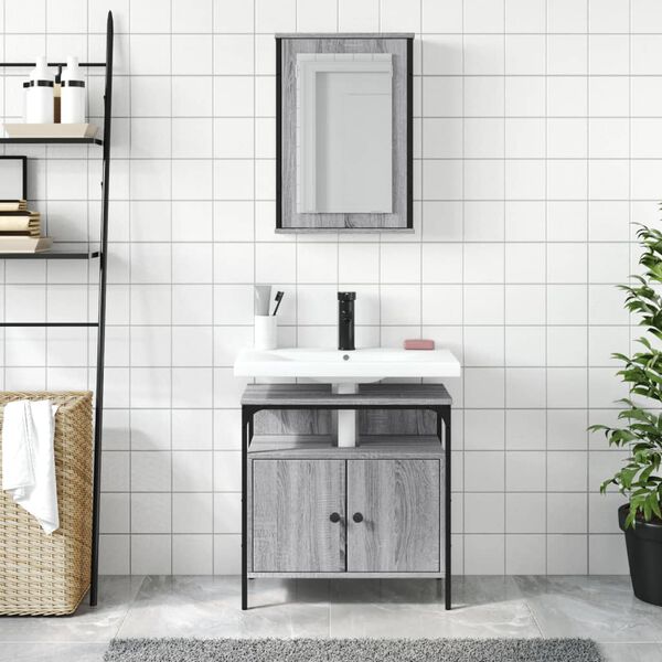 vidaXL Σετ Επίπλων Μπάνιου 2 Τεμαχίων Γκρι sonoma από Τεχν. Ξύλο