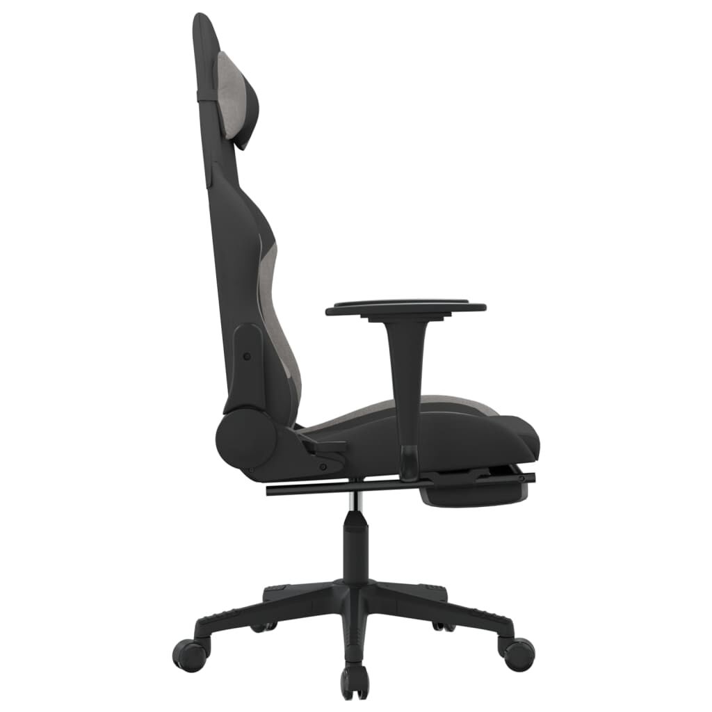 vidaXL Καρέκλα Gaming Μαύρη/Ανοιχτό γκρι Ύφασμα με Υποπόδιο