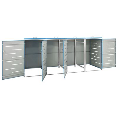 vidaXL Πλαίσιο Κάδων Απορρ. Τετραπλό Ρόδες 276,5x77,5x115,5εκ Αν. Ατσ.