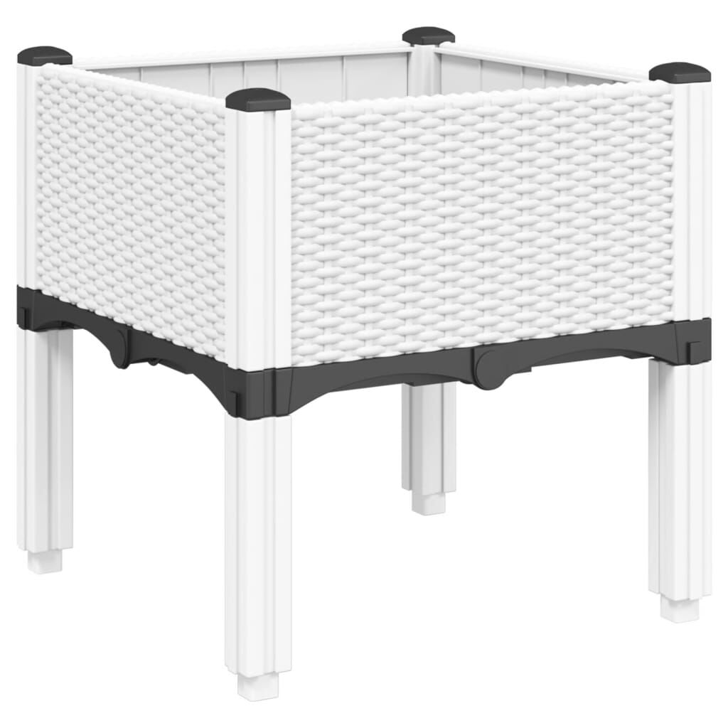 vidaXL Ζαρντινιέρα Κήπου με Πόδια Λευκή 40x40x42 εκ. Πολυπροπυλένιο