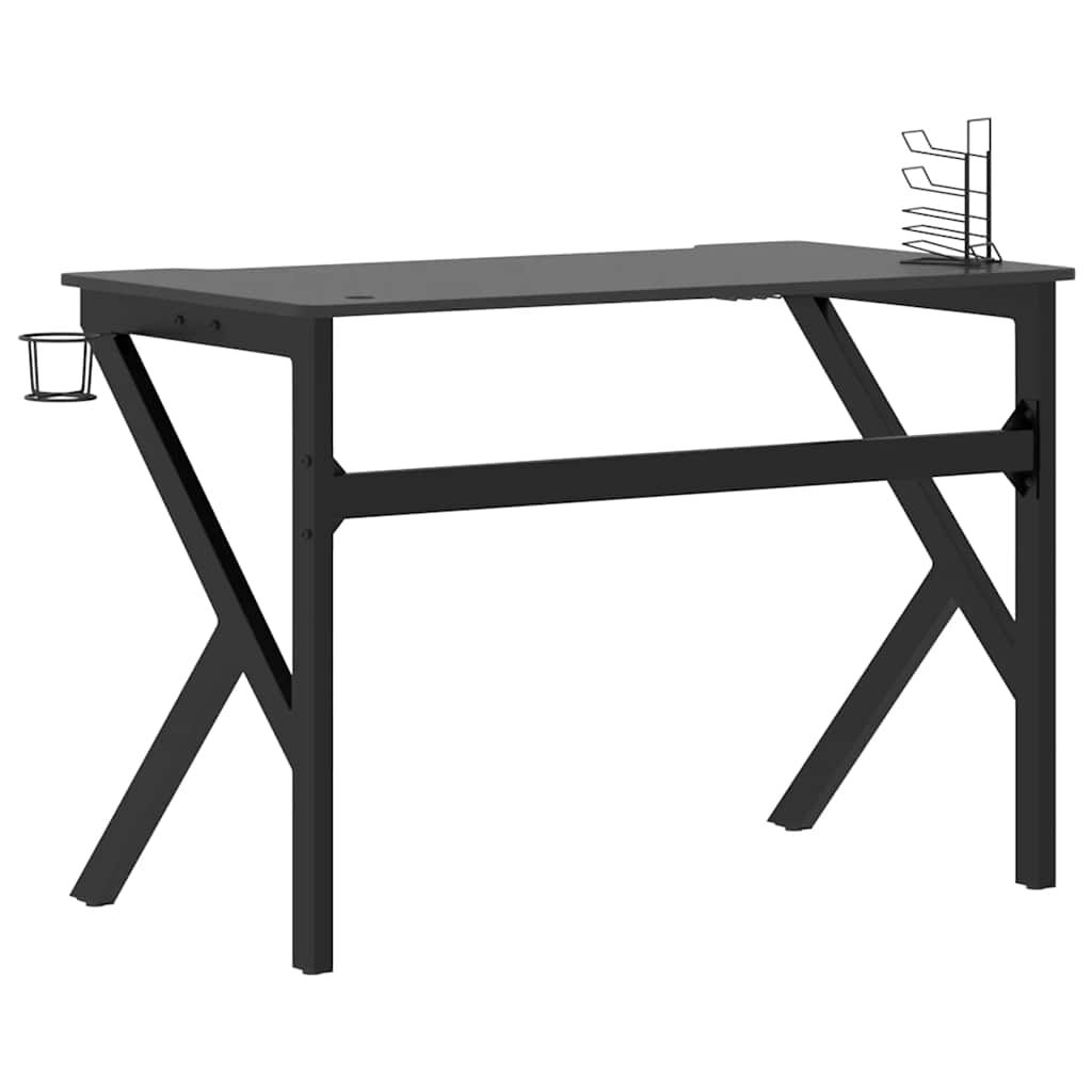 vidaXL Γραφείο Gaming Μαύρο 110 x 60 x 75 εκ. με Πόδια σε Σχήμα Κ