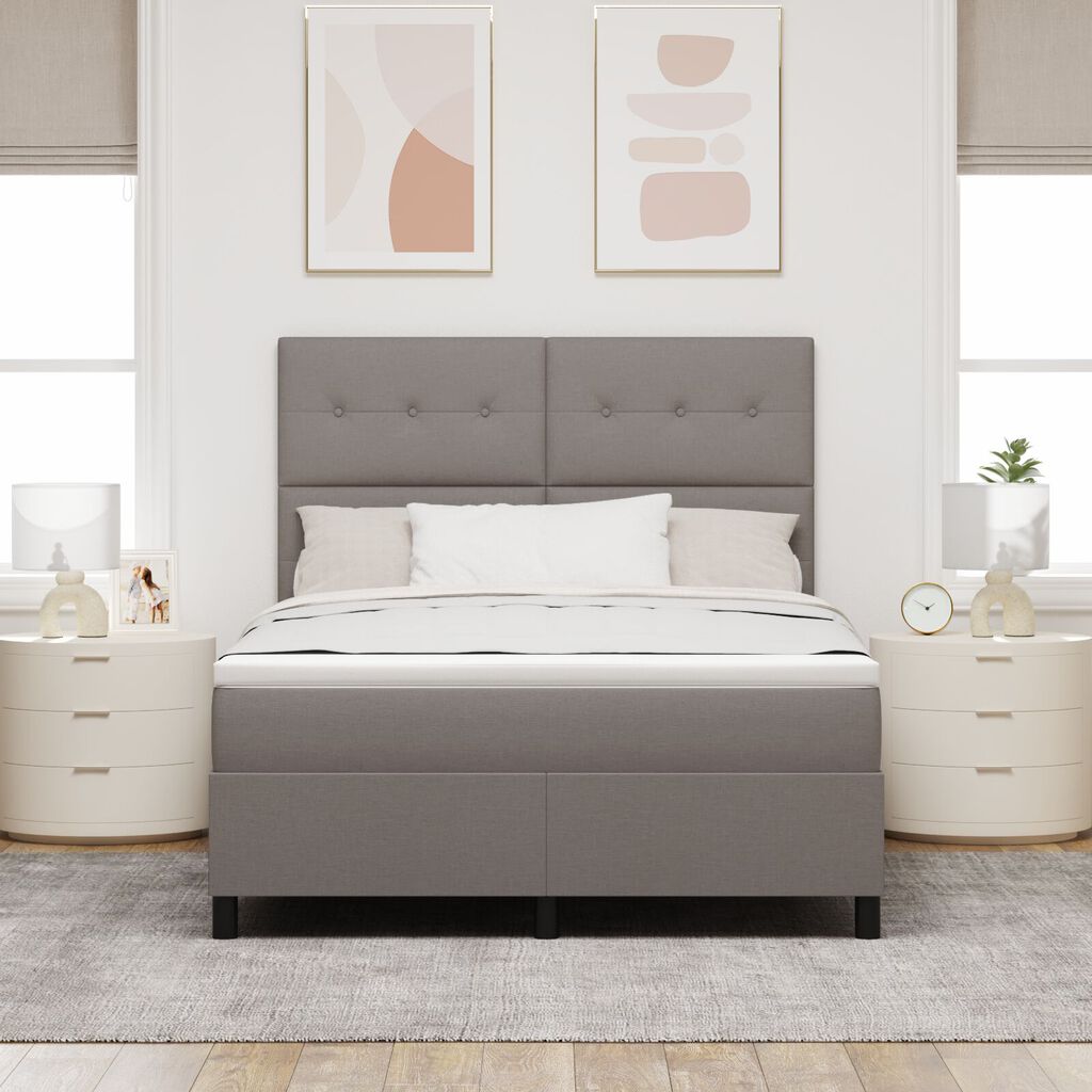 vidaXL Κρεβάτι Box Spring με Στρώμα Καφέ 140x190 εκ. Ύφασμα