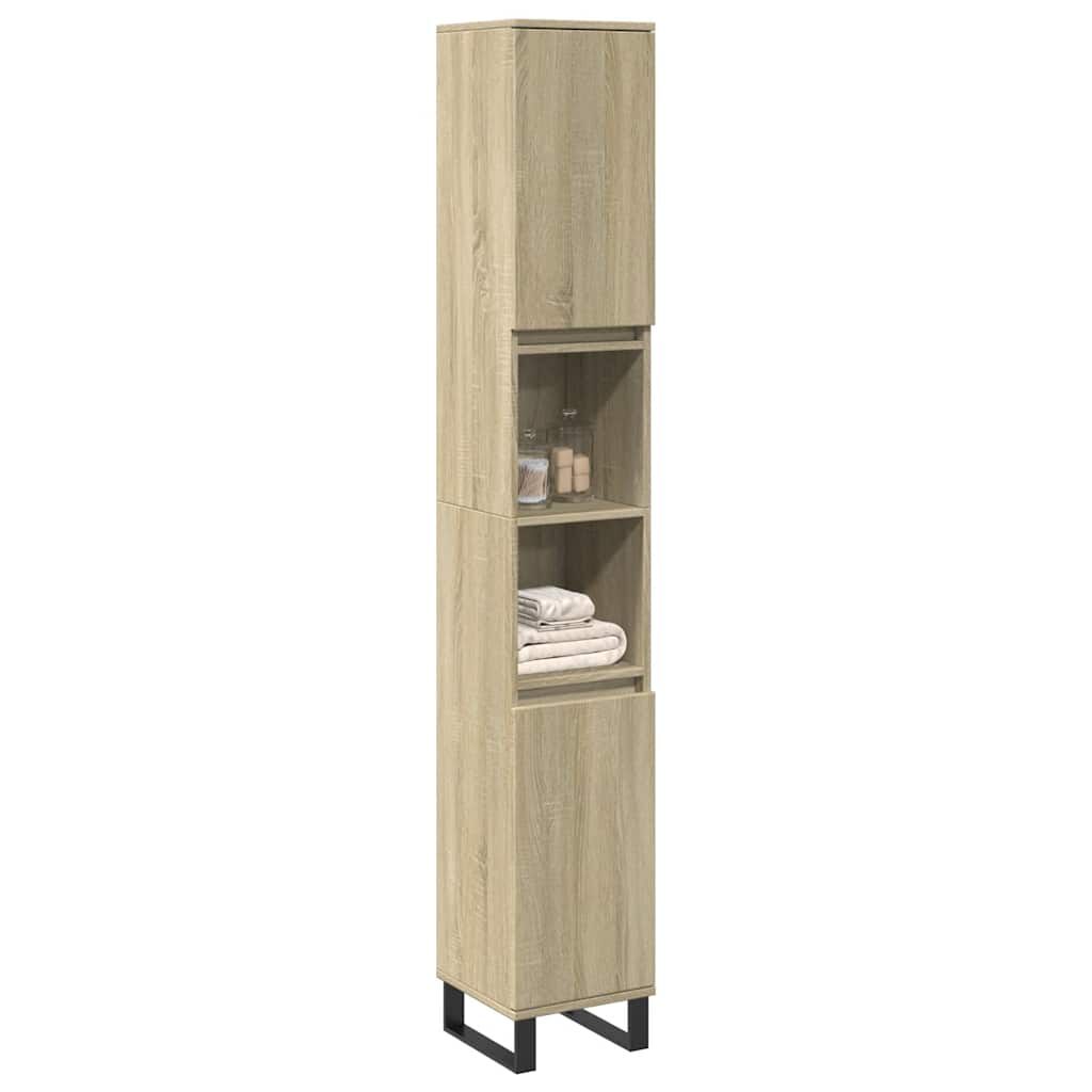 vidaXL Ντουλάπι Μπάνιου Sonoma Δρυς 30x30x190 εκ. Επεξεργασμένο Ξύλο