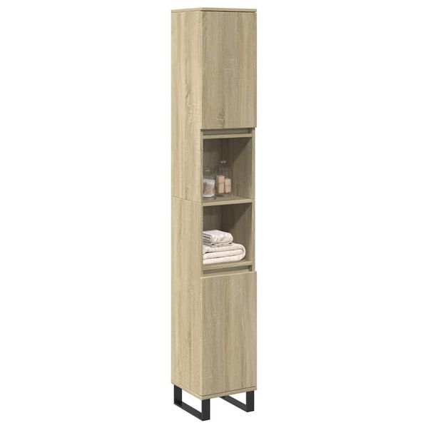 vidaXL Ντουλάπι Μπάνιου Sonoma Δρυς 30x30x190 εκ. Επεξεργασμένο Ξύλο