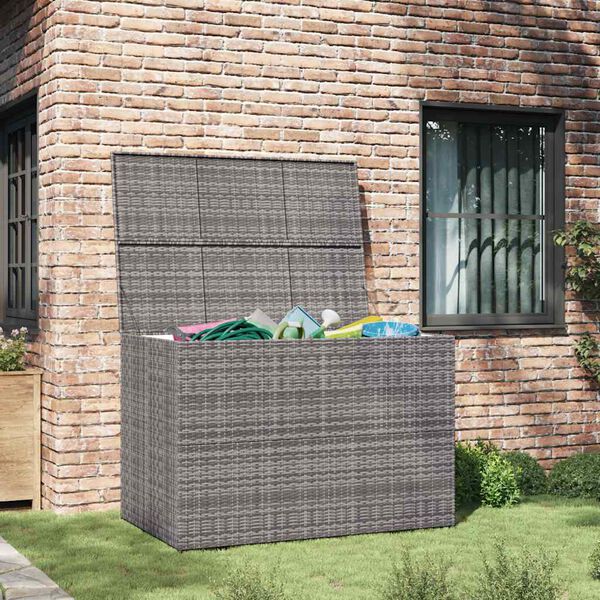 vidaXL Μπαούλο Εξωτερικού Χώρου Γκρι 150x100x100 εκ. Συνθετικό Ρατάν