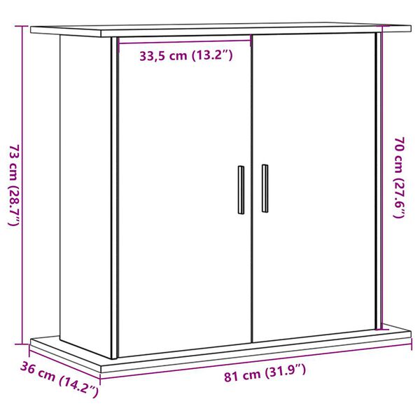 vidaXL Βάση Ενυδρείου Παλιό ξύλο 81 x 36 x 73 εκ. Επεξεργασμένο Ξύλο