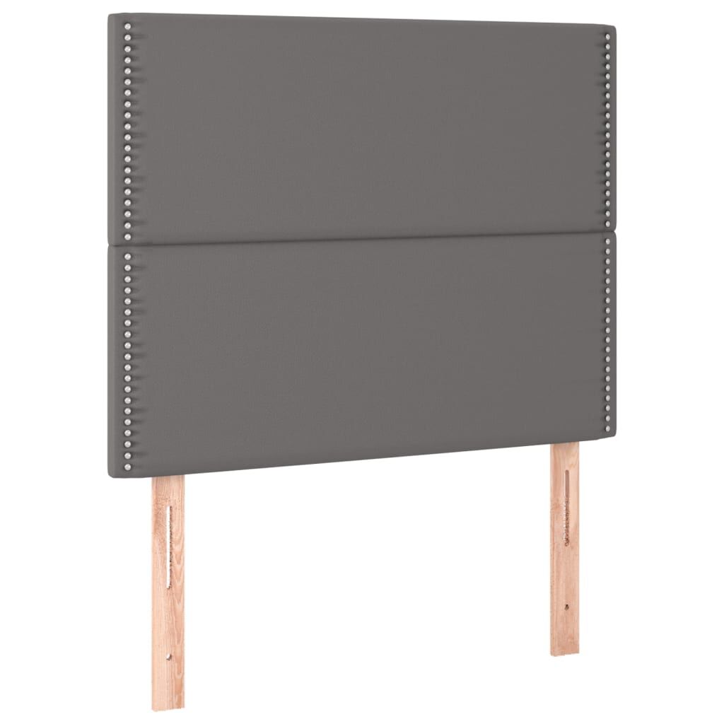 vidaXL Κρεβάτι Boxspring με Στρώμα Γκρι 90x200 εκ. από Συνθετικό Δέρμα