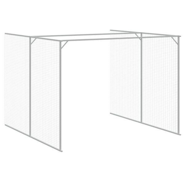 vidaXL Σπιτάκι Σκύλου με Αυλή Ανθρακί 214x1069x181 εκ. Γαλβαν. Χάλυβας