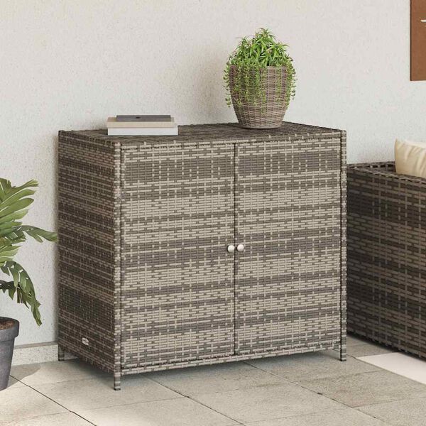 vidaXL Ντουλάπι Αποθήκευσης Κήπου Γκρι 83x45x76 εκ. από Συνθ. Ρατάν